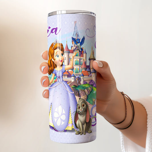 Sofia the First Castle Skinny Tumbler - Custom Name (20oz) | Insulated Stainless Steel Travel Cup