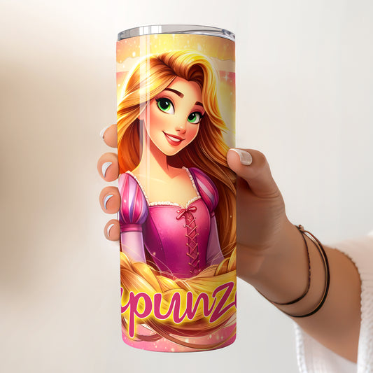 Princess Rapunzel Magical Hair Skinny Tumbler - Custom Name (20oz) | Insulated Stainless Steel Travel Cup