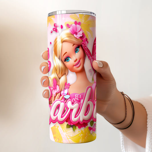 Barbie Butterfly Glow Skinny Tumbler - Custom Name (20oz) | Insulated Stainless Steel Travel Cup
