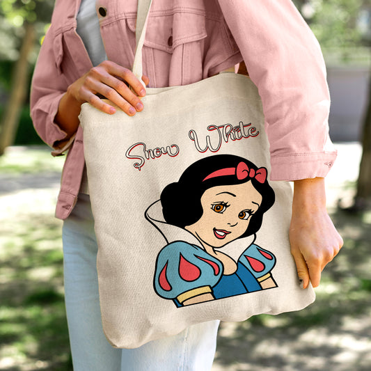 Princess Snow White Linen Tote Bag - Custom Name (35x45cm) | Eco-Friendly Lightweight Shopping & Everyday Carrier