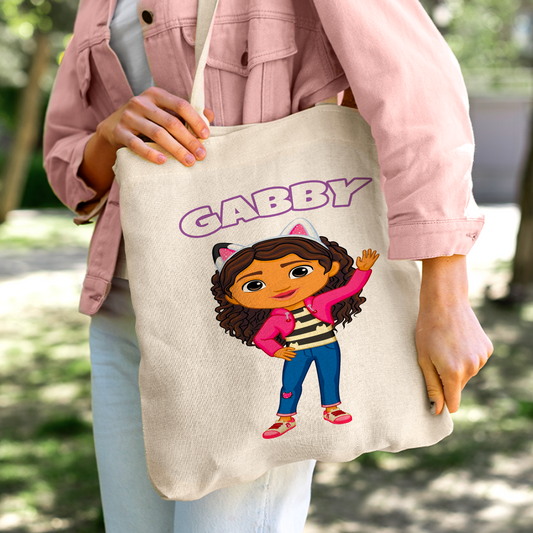 Gabby's Dollhouse Linen Tote Bag - Custom Name (35x45cm) | Eco-Friendly Lightweight Shopping & Everyday Carrier
