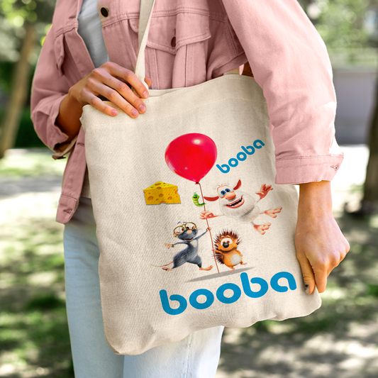 Booba Cartoon Linen Tote Bag - Custom Name (35x45cm) | Eco-Friendly Lightweight Shopping & Everyday Carrier