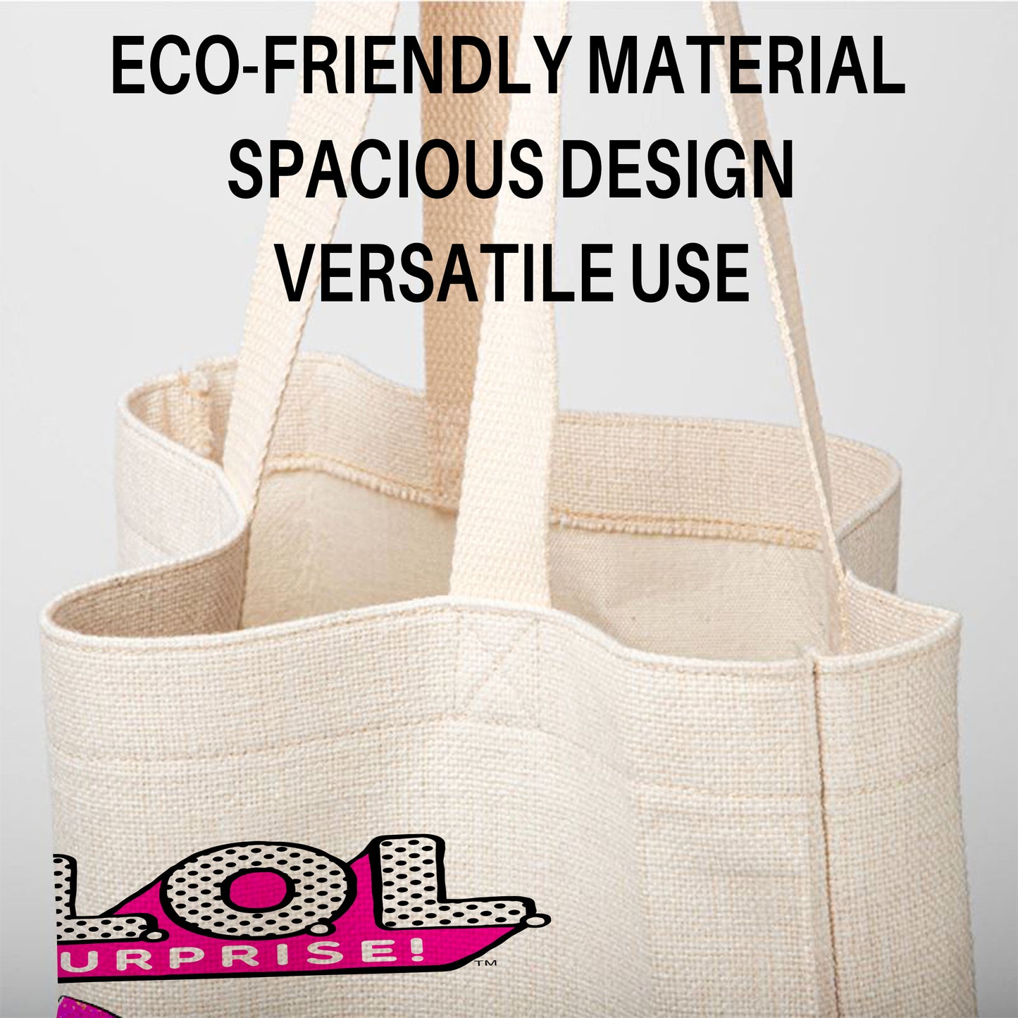 LOL Surprise Doll Linen Tote Bag - Custom Name (35x45cm) | Eco-Friendly Lightweight Shopping & Everyday Carrier