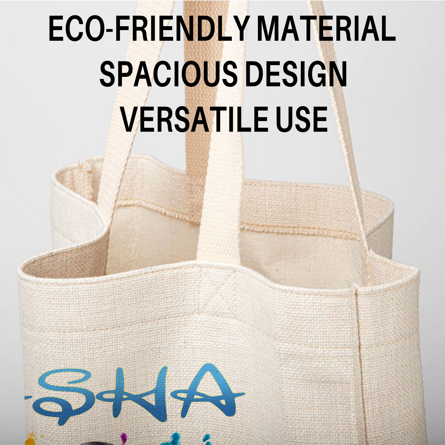 Asha & Star Linen Tote Bag - Custom Name (35x45cm) | Eco-Friendly Lightweight Shopping & Everyday Carrier