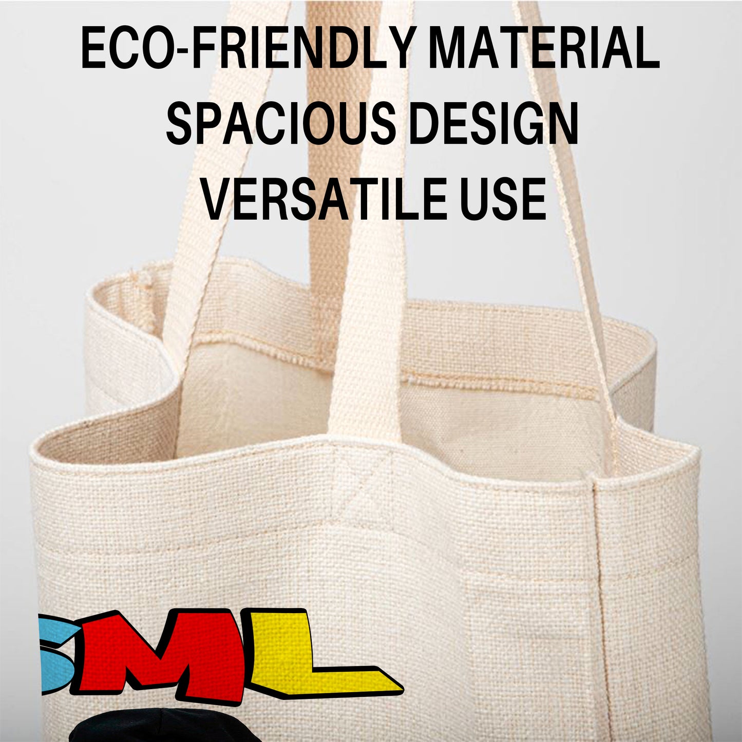SML Jeffy Linen Tote Bag - Custom Name (35x45cm) | Eco-Friendly Lightweight Shopping & Everyday Carrier