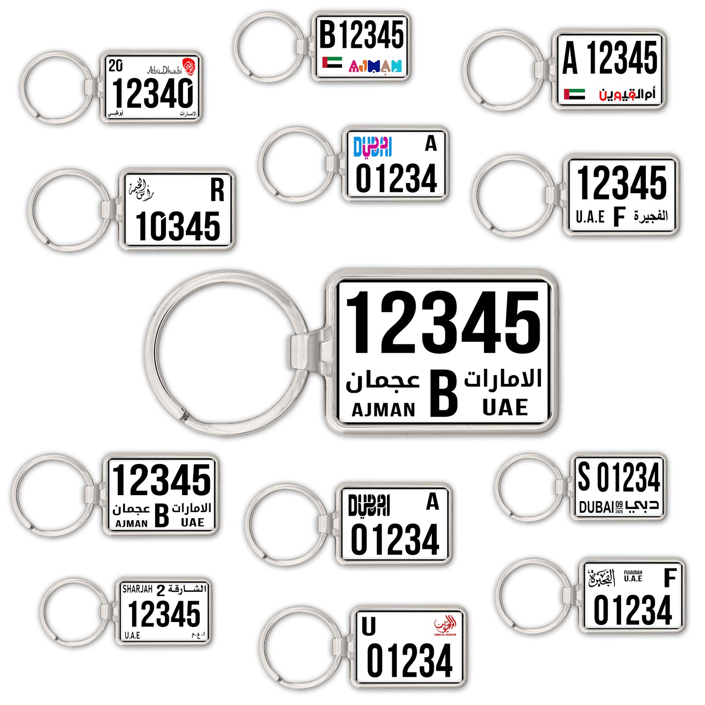 Custom UAE SUV License Plate Keychain – Wide & Single-Sided | All Emirates & Colors | Premium Glossy Finish