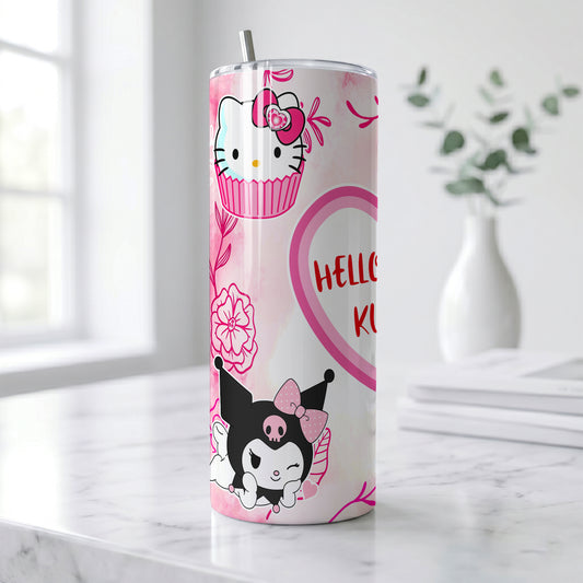 Hello Kitty & Kuromi Besties Skinny Tumbler - Custom Name (20oz) | Insulated Stainless Steel Travel Cup