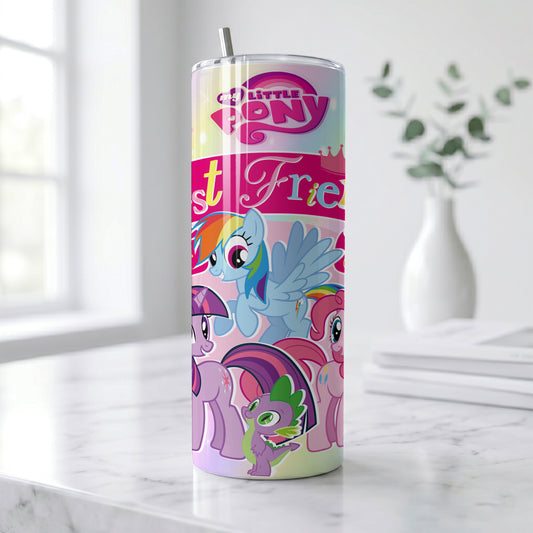 My Little Pony Best Friends Skinny Tumbler - Custom Name (20oz) | Insulated Stainless Steel Travel Cup