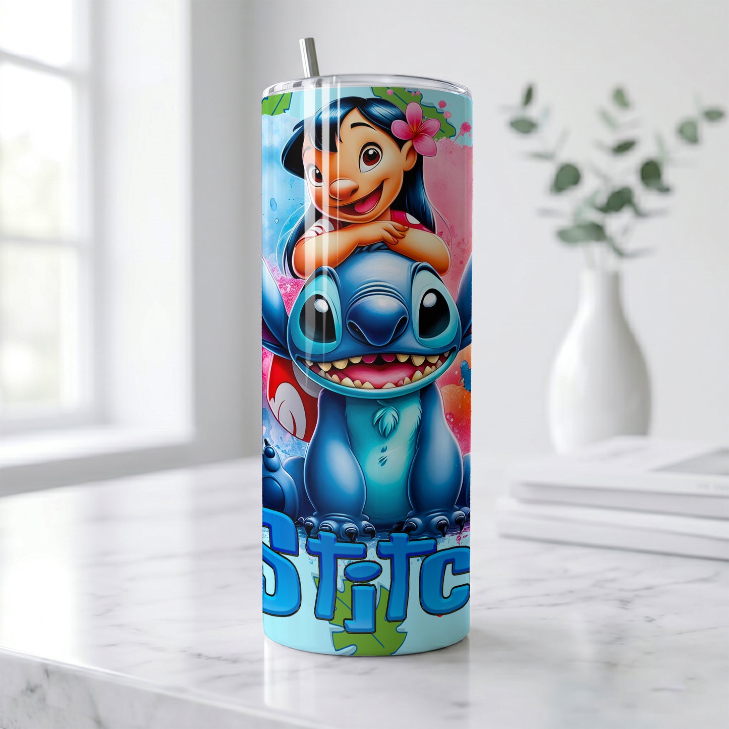 Lilo & Stitch Best Friends Skinny Tumbler - Custom Name (20oz) | Insulated Stainless Steel Travel Cup