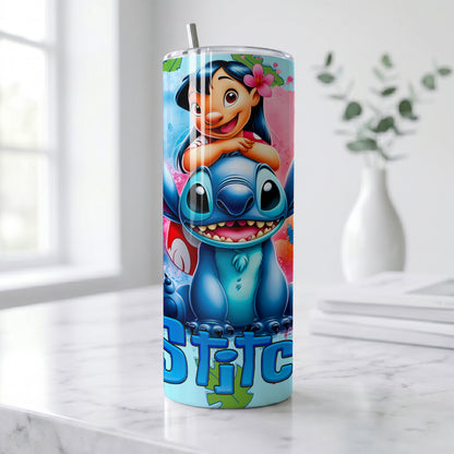 Lilo & Stitch Best Friends Skinny Tumbler - Custom Name (20oz) | Insulated Stainless Steel Travel Cup