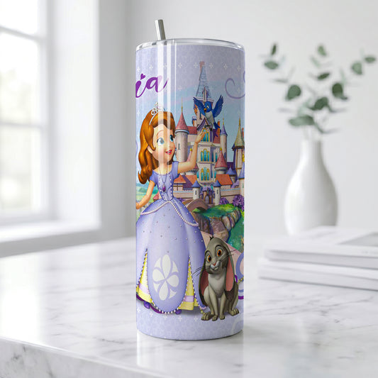 Sofia the First Castle Skinny Tumbler - Custom Name (20oz) | Insulated Stainless Steel Travel Cup