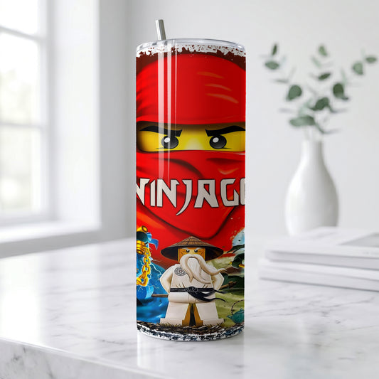 LEGO Ninjago Master Heroes Skinny Tumbler - Custom Name (20oz) | Insulated Stainless Steel Travel Cup