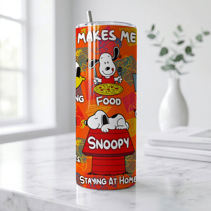 Snoopy What Makes Me Happy Skinny Tumbler - Custom Name (20oz) | Insulated Stainless Steel Travel Cup