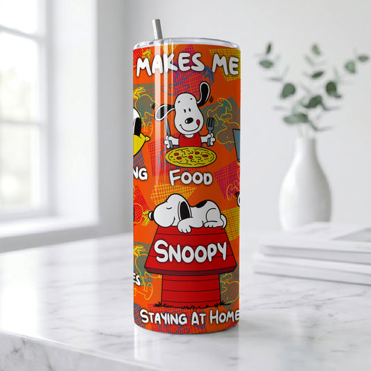 Snoopy What Makes Me Happy Skinny Tumbler - Custom Name (20oz) | Insulated Stainless Steel Travel Cup