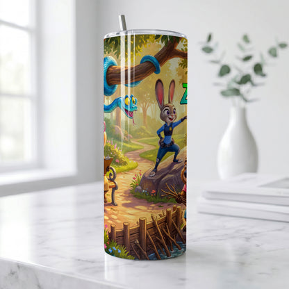 Zootopia Forest Patrol Skinny Tumbler - Custom Name (20oz) | Insulated Stainless Steel Travel Cup