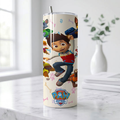 PAW Patrol Hero Pups Skinny Tumbler - Custom Name (20oz) | Insulated Stainless Steel Travel Cup