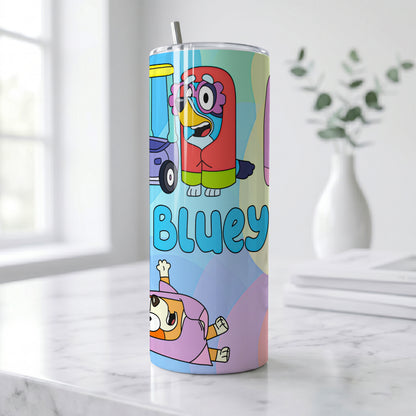 Bluey The Grannies Skinny Tumbler - Custom Name (20oz) | Insulated Stainless Steel Travel Cup