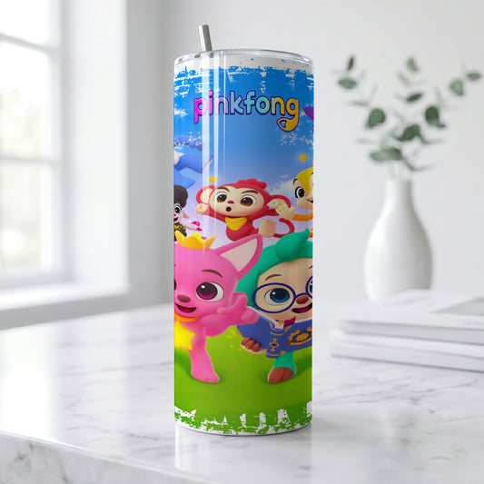 Pinkfong & Friends Musical Skinny Tumbler - Custom Name (20oz) | Insulated Stainless Steel Travel Cup