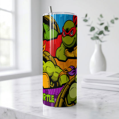 Teenage Mutant Ninja Turtles Comic Skinny Tumbler - Custom Name (20oz) | Insulated Stainless Steel Travel Cup