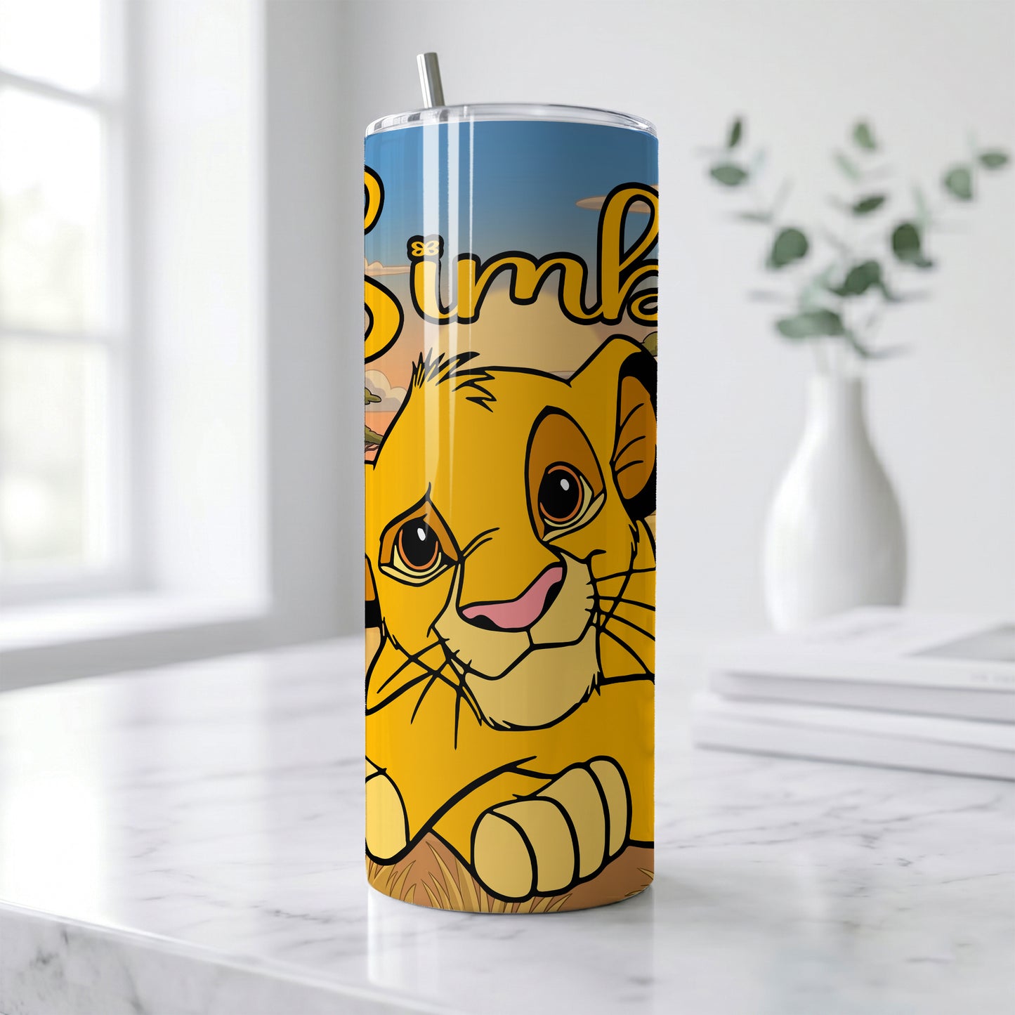 Simba The Lion King Savanna Skinny Tumbler - Custom Name (20oz) | Insulated Stainless Steel Travel Cup