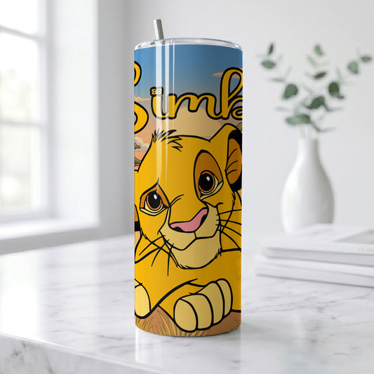 Simba The Lion King Savanna Skinny Tumbler - Custom Name (20oz) | Insulated Stainless Steel Travel Cup
