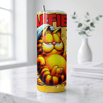Garfield Sleepy Cat Skinny Tumbler - Custom Name (20oz) | Insulated Stainless Steel Travel Cup