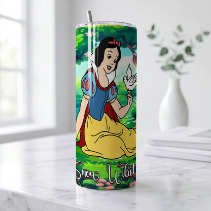 Princess Snow White Forest Skinny Tumbler - Custom Name (20oz) | Insulated Stainless Steel Travel Cup