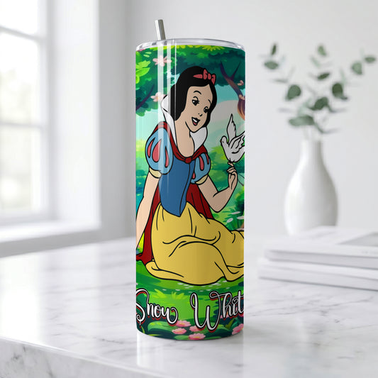 Princess Snow White Forest Skinny Tumbler - Custom Name (20oz) | Insulated Stainless Steel Travel Cup
