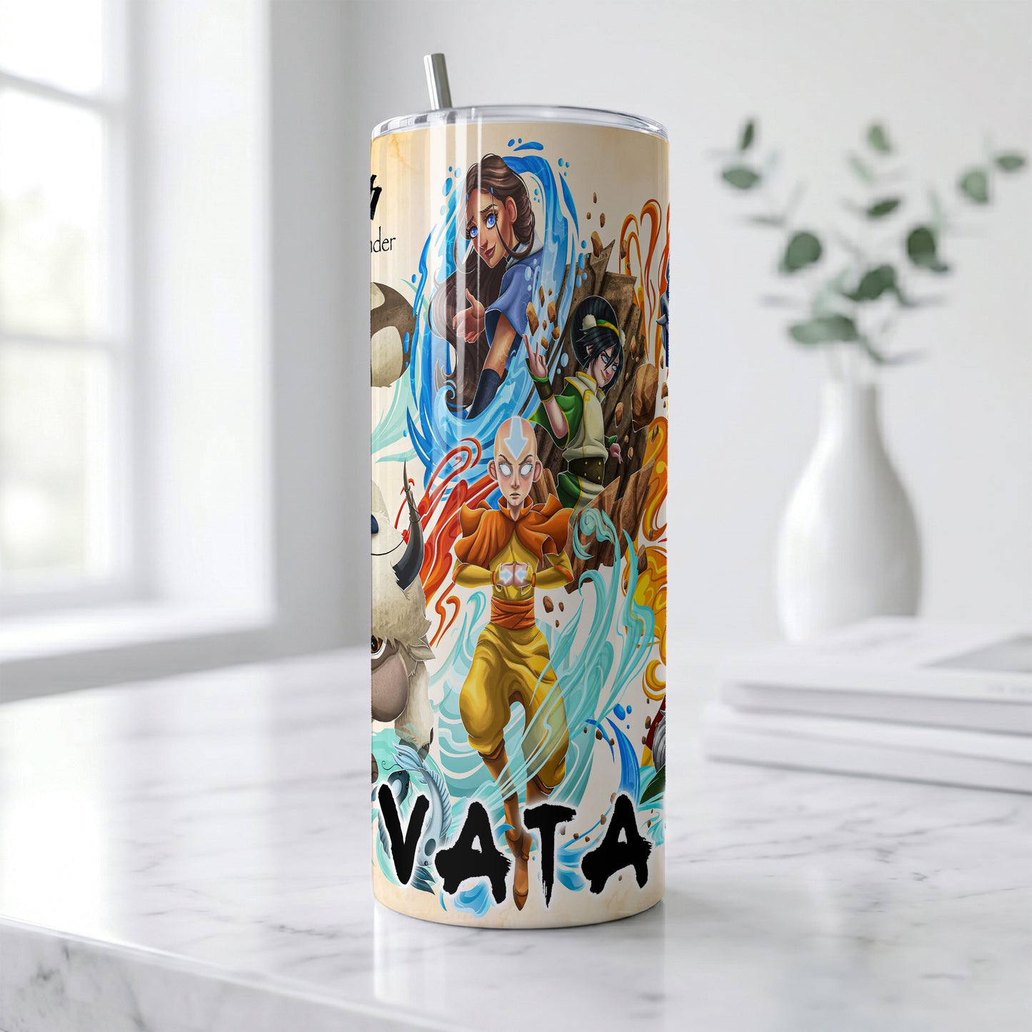 Avatar The Last Airbender Skinny Tumbler - Custom Name (20oz) | Insulated Stainless Steel Travel Cup