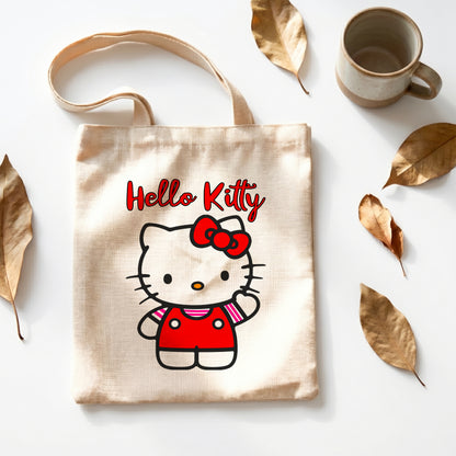 Hello Kitty Linen Tote Bag - Custom Name (35x45cm) | Eco-Friendly Lightweight Shopping & Everyday Carrier