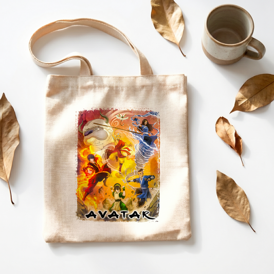 Avatar: The Last Airbender Linen Tote Bag - Custom Name (35x45cm) | Eco-Friendly Lightweight Shopping & Everyday Carrier