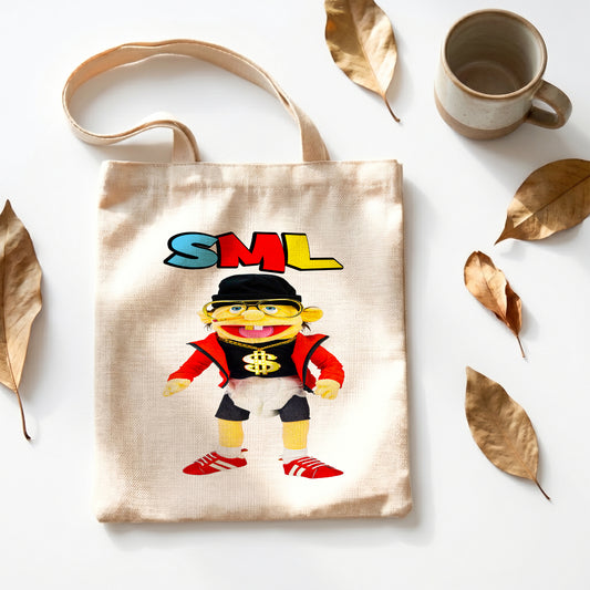 SML Jeffy Linen Tote Bag - Custom Name (35x45cm) | Eco-Friendly Lightweight Shopping & Everyday Carrier
