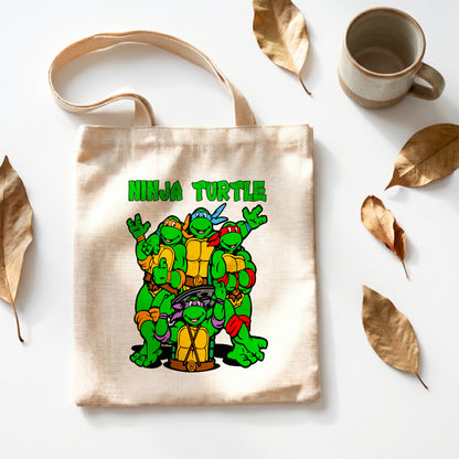 Teenage Mutant Ninja Turtles Linen Tote Bag - Custom Name (35x45cm) | Eco-Friendly Lightweight Shopping & Everyday Carrier