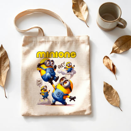 Minions Linen Tote Bag - Custom Name (35x45cm) | Eco-Friendly Lightweight Shopping & Everyday Carrier