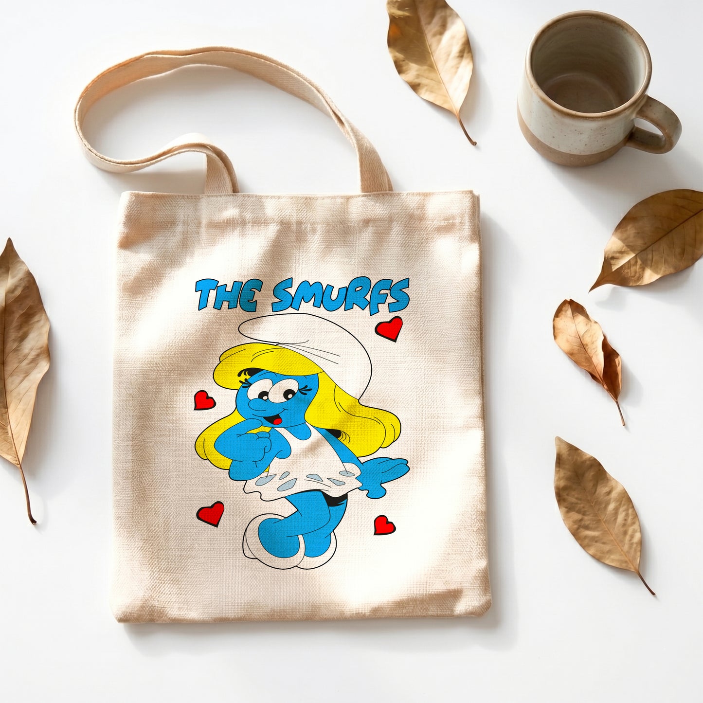Smurfette The Smurfs Linen Tote Bag - Custom Name (35x45cm) | Eco-Friendly Lightweight Shopping & Everyday Carrier
