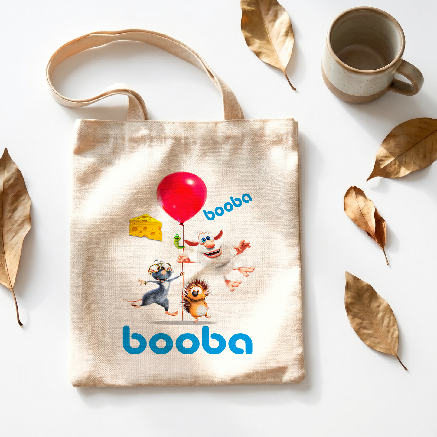 Booba Cartoon Linen Tote Bag - Custom Name (35x45cm) | Eco-Friendly Lightweight Shopping & Everyday Carrier