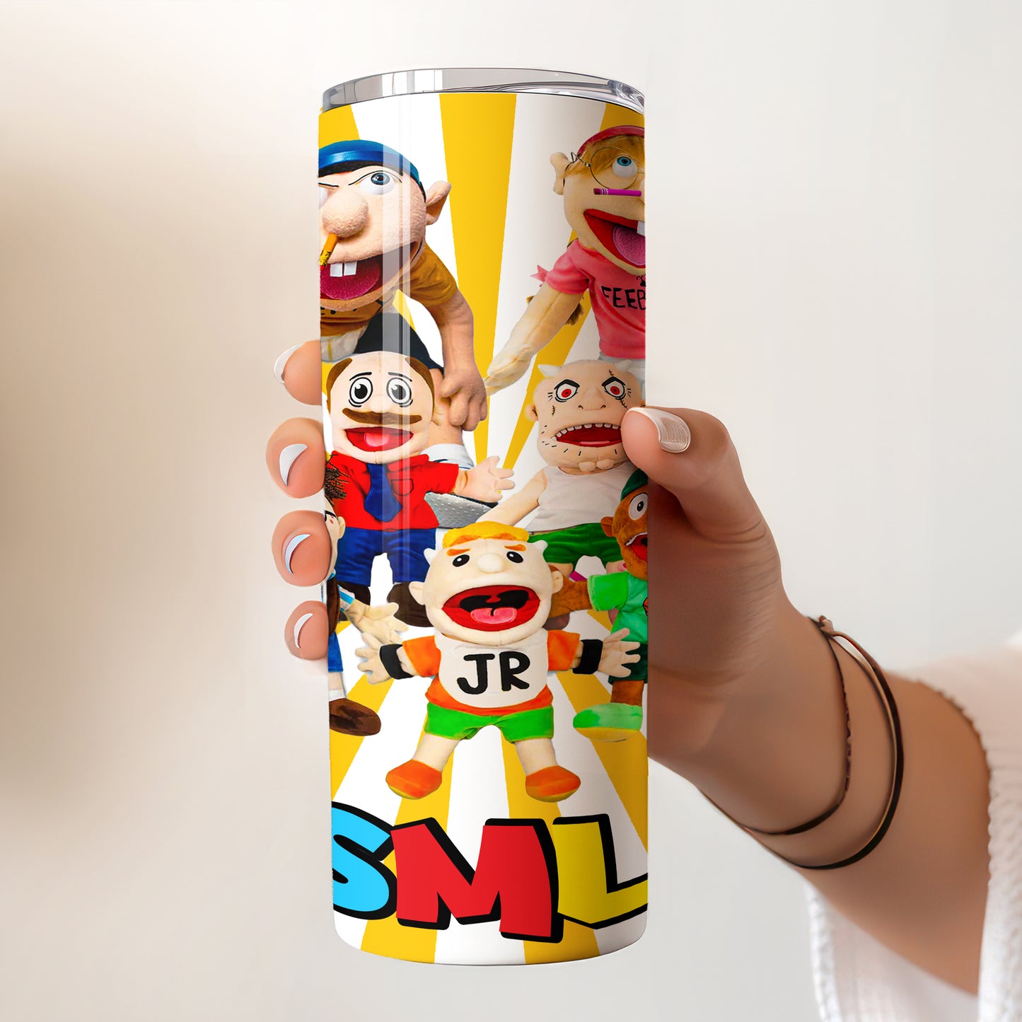 SML Puppet Friends Skinny Tumbler - Custom Name (20oz) | Insulated Stainless Steel Travel Cup
