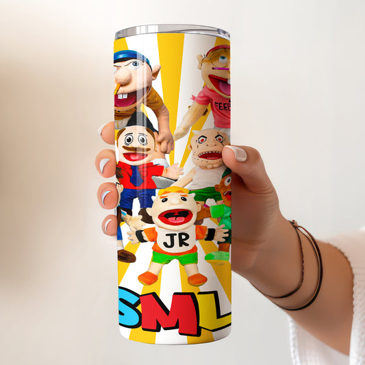 SML Puppet Friends Skinny Tumbler - Custom Name (20oz) | Insulated Stainless Steel Travel Cup