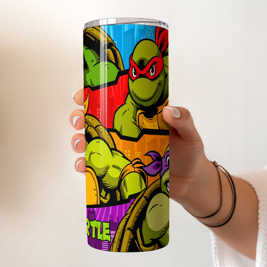 Teenage Mutant Ninja Turtles Comic Skinny Tumbler - Custom Name (20oz) | Insulated Stainless Steel Travel Cup