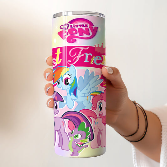 My Little Pony Best Friends Skinny Tumbler - Custom Name (20oz) | Insulated Stainless Steel Travel Cup