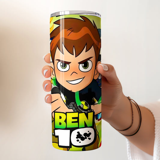 Ben 10 Alien Hero Skinny Tumbler - Custom Name (20oz) | Insulated Stainless Steel Travel Cup