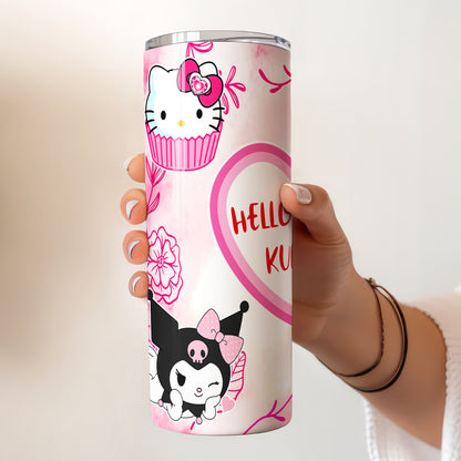 Hello Kitty & Kuromi Besties Skinny Tumbler - Custom Name (20oz) | Insulated Stainless Steel Travel Cup
