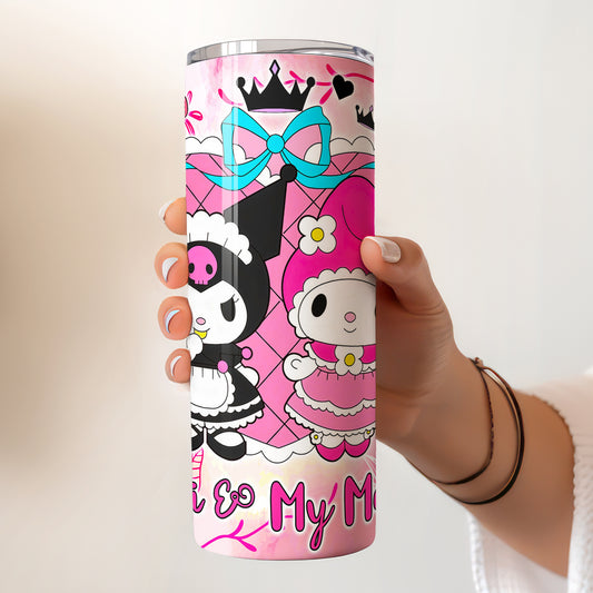 Kuromi & My Melody Maid Cafe Skinny Tumbler - Custom Name (20oz) | Insulated Stainless Steel Travel Cup