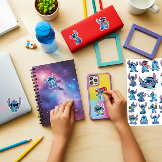 Stitch Character Sticker Sheet | High-Quality, Water-Resistant & Removable