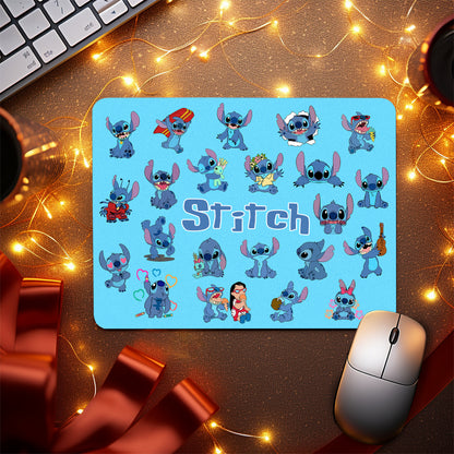 Stitch Character Collage Mouse Pad – Custom Name | Durable Design & Non-Slip Base