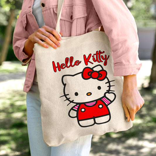 Hello Kitty Linen Tote Bag - Custom Name (35x45cm) | Eco-Friendly Lightweight Shopping & Everyday Carrier