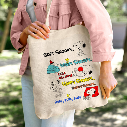 Soft Snoopy Funny Quote Linen Tote Bag - Custom Name (35x45cm) | Eco-Friendly Lightweight Shopping & Everyday Carrier