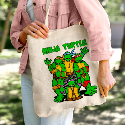 Teenage Mutant Ninja Turtles Linen Tote Bag - Custom Name (35x45cm) | Eco-Friendly Lightweight Shopping & Everyday Carrier