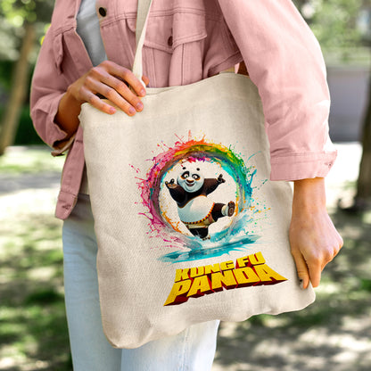 Kung Fu Panda Po Linen Tote Bag - Custom Name (35x45cm) | Eco-Friendly Lightweight Shopping & Everyday Carrier