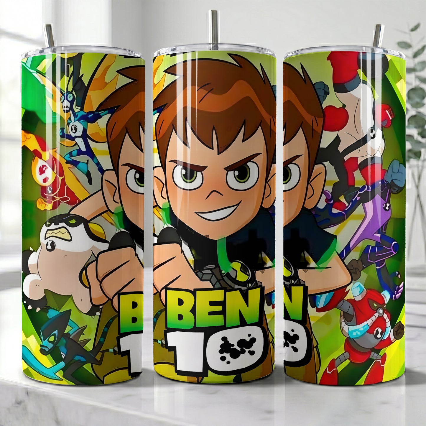 Ben 10 Alien Hero Skinny Tumbler - Custom Name (20oz) | Insulated Stainless Steel Travel Cup